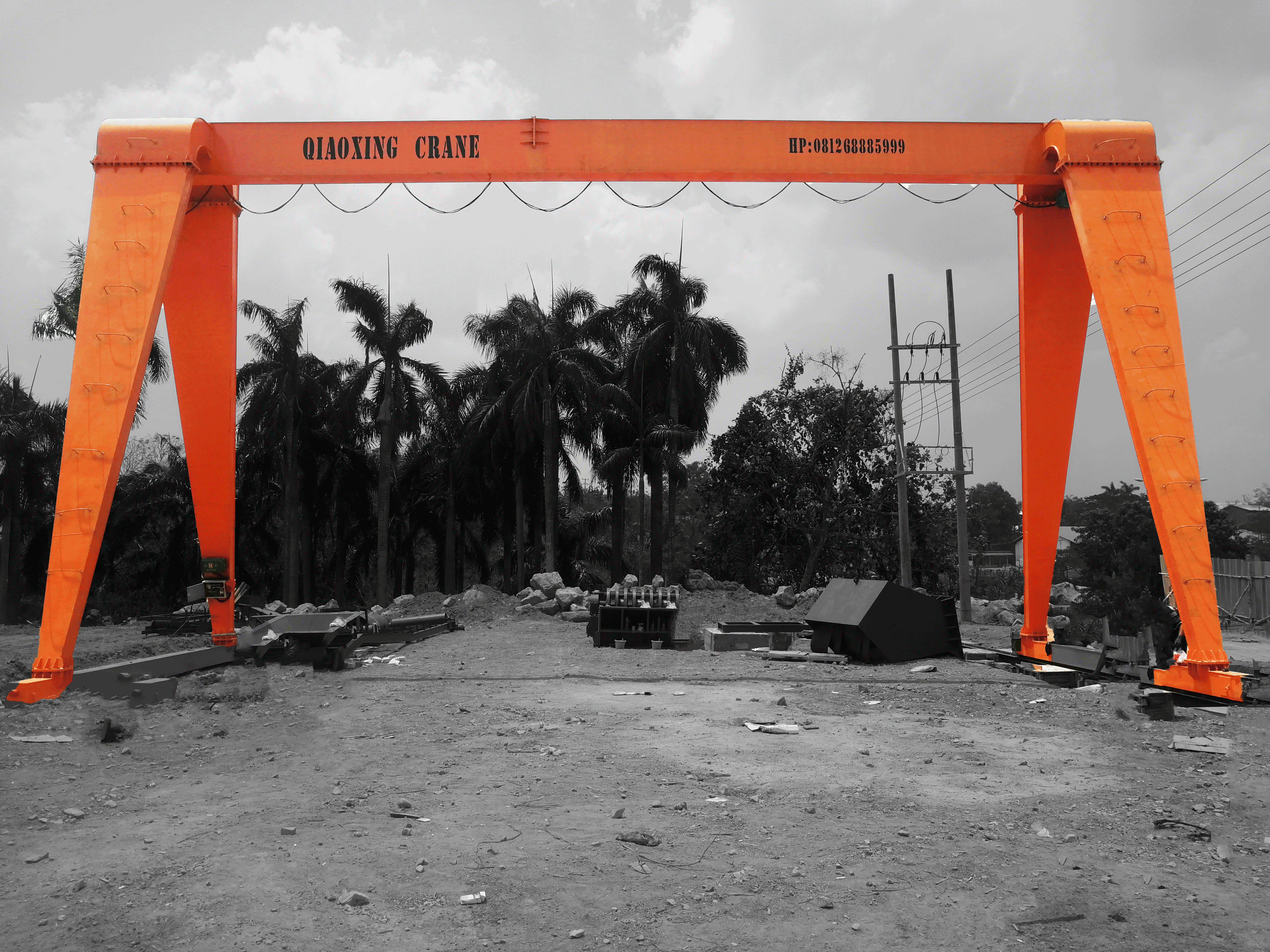 Gantry Hoist Crane Oranye untuk Pekerjaan Berat di Luar Ruangan