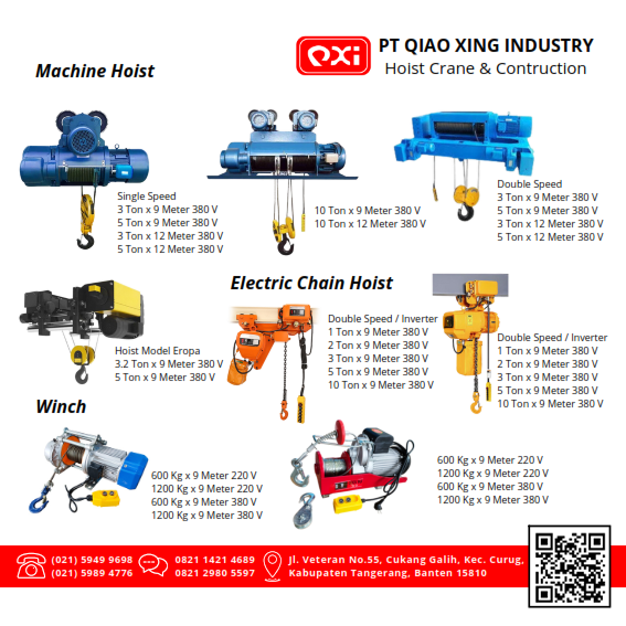 Katalog peralatan industri untuk pengangkatan dan konstruksi - PT Qiao Xing Industry