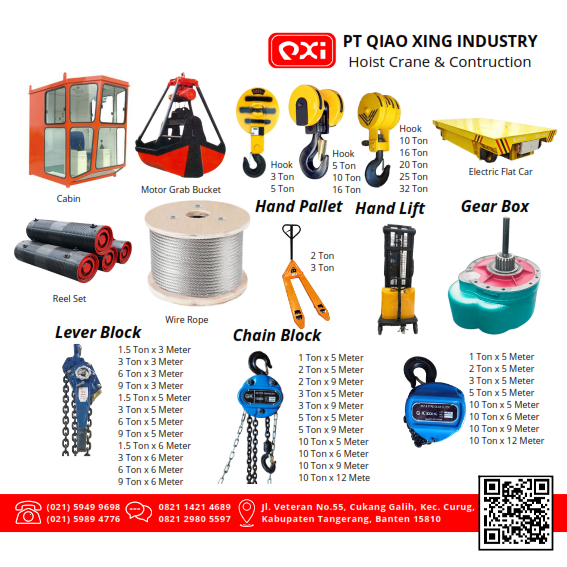 Katalog alat industri dan crane untuk kebutuhan konstruksi - PT Qiao Xing Industry